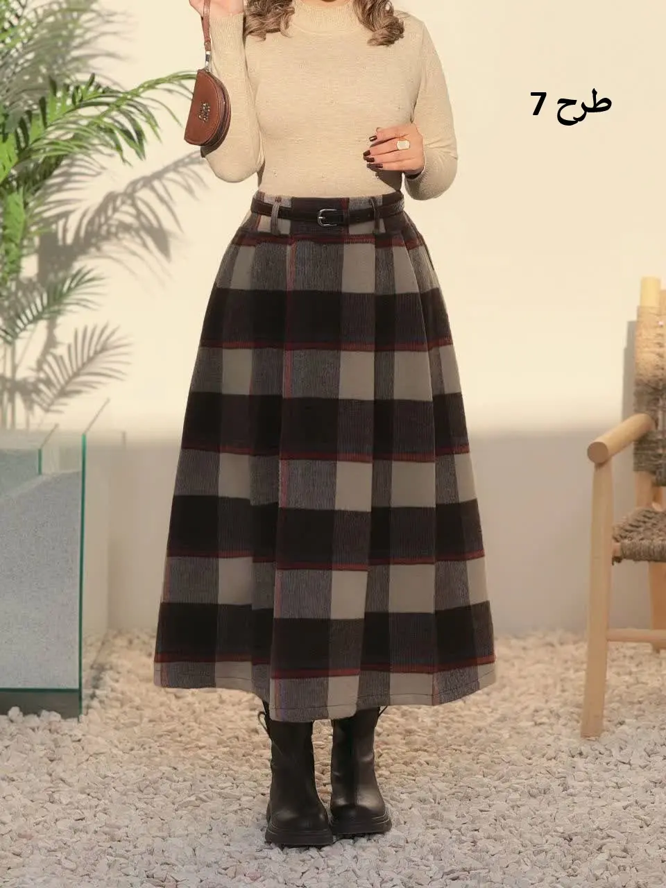 3761- دامن چهارخونه پاییزه